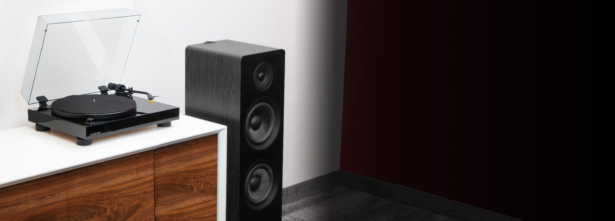 RT80 Classic High Fidelity Vinyl Turntable with Ai81 Elite Powered 2-Way Floorstanding Tower Speakers