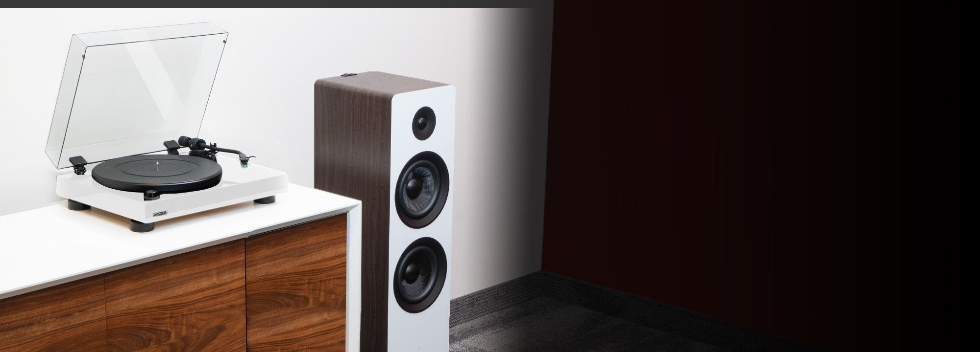 RT81 Elite High Fidelity Vinyl Turntable with Ai81 Elite Powered 2-Way Floorstanding Tower Speakers