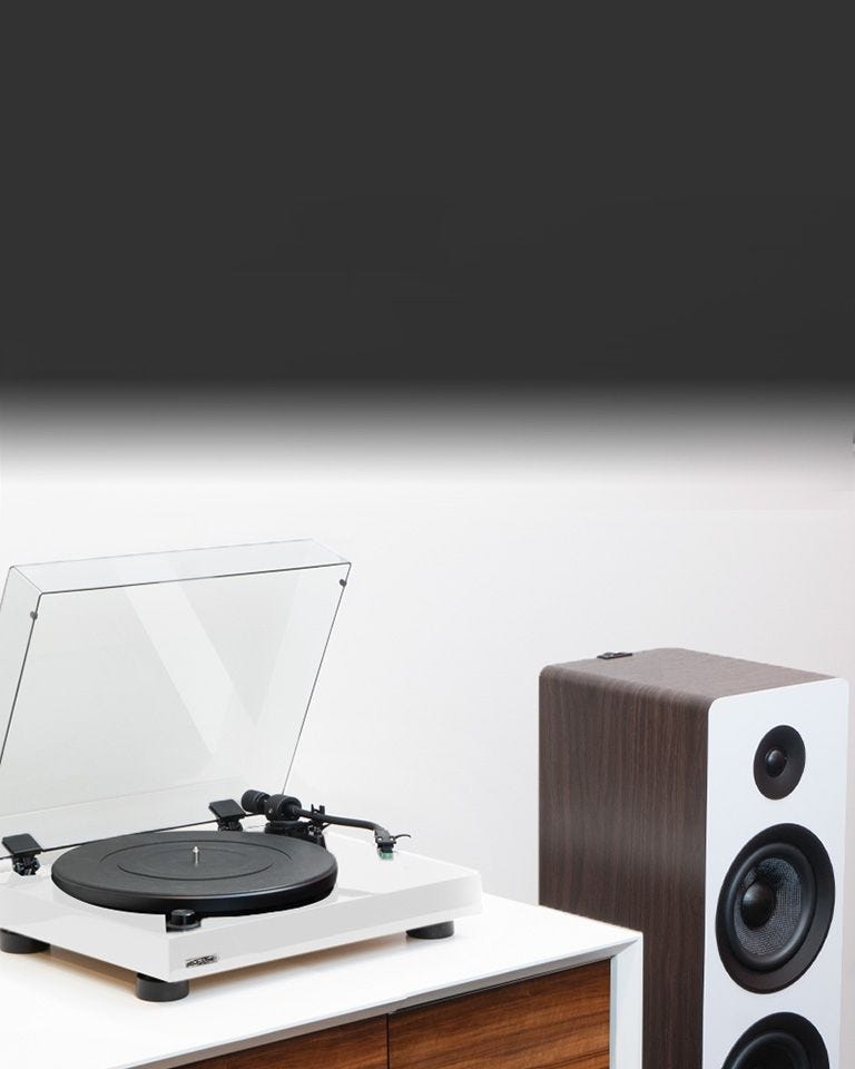 RT81 Elite High Fidelity Vinyl Turntable with Ai81 Elite Powered 2-Way Floorstanding Tower Speakers