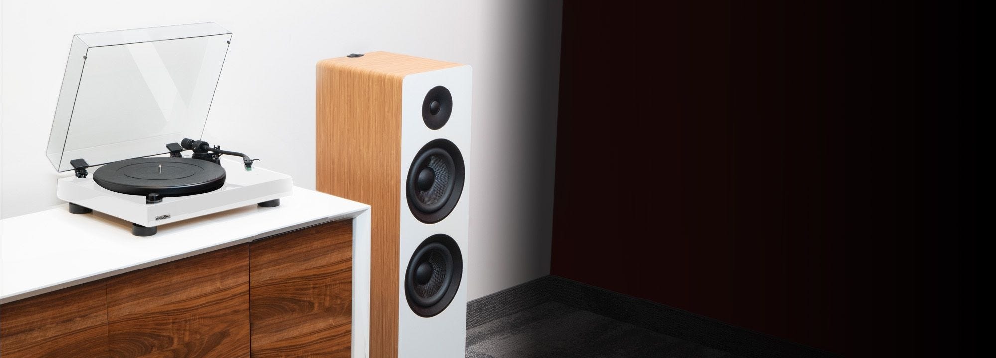 RT81 Elite High Fidelity Vinyl Turntable with Ai81 Elite Powered 2-Way Floorstanding Tower Speakers