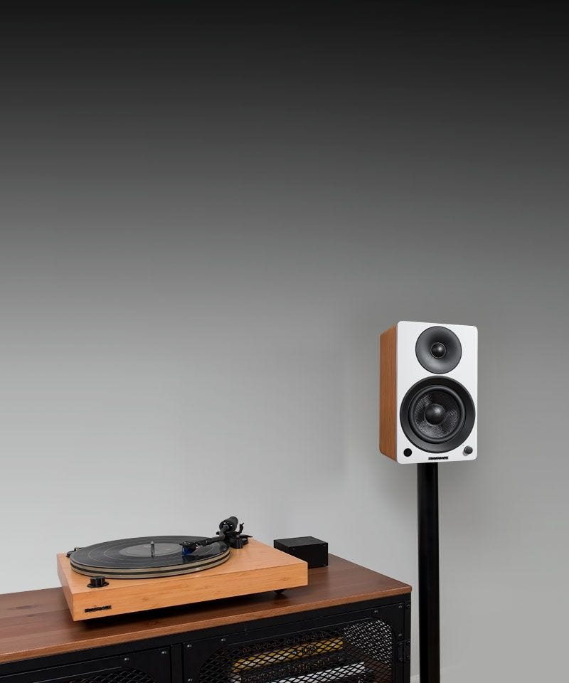 Reference RT85 High Fidelity Vinyl Turntable with PA10 Phono Preamp and Ai41 Powered 5” Stereo Bookshelf Speakers