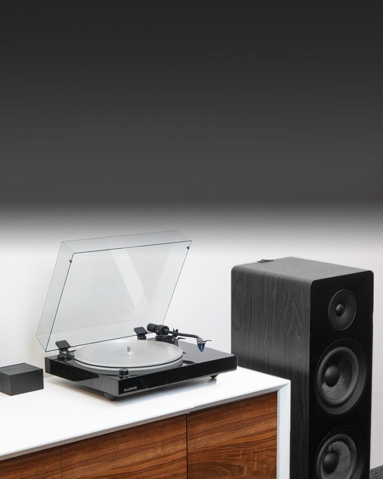 Reference RT85 High Fidelity Vinyl Turntable with PA10 Phono Preamp and Ai81 Elite Powered 2-Way Floorstanding Tower Speakers